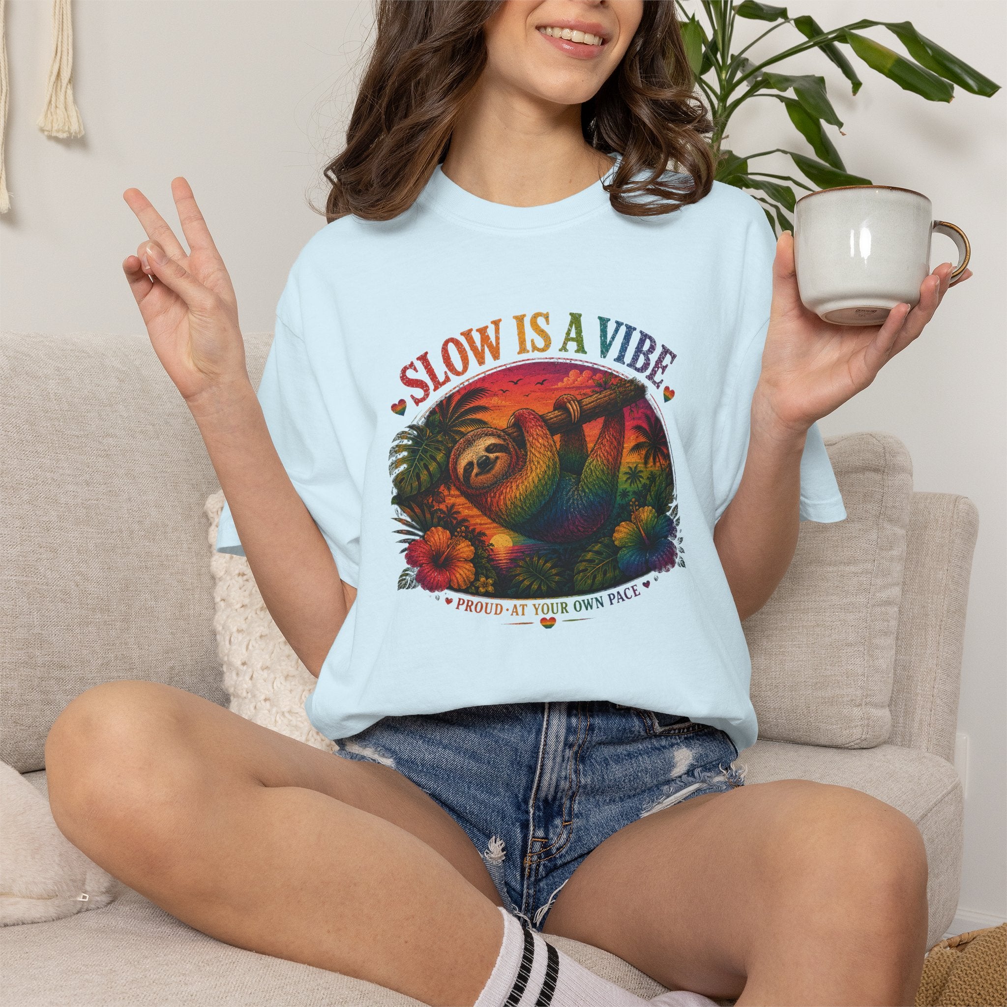 Slow Is A Vibe T-Shirt — Retro Sloth Graphic Tee