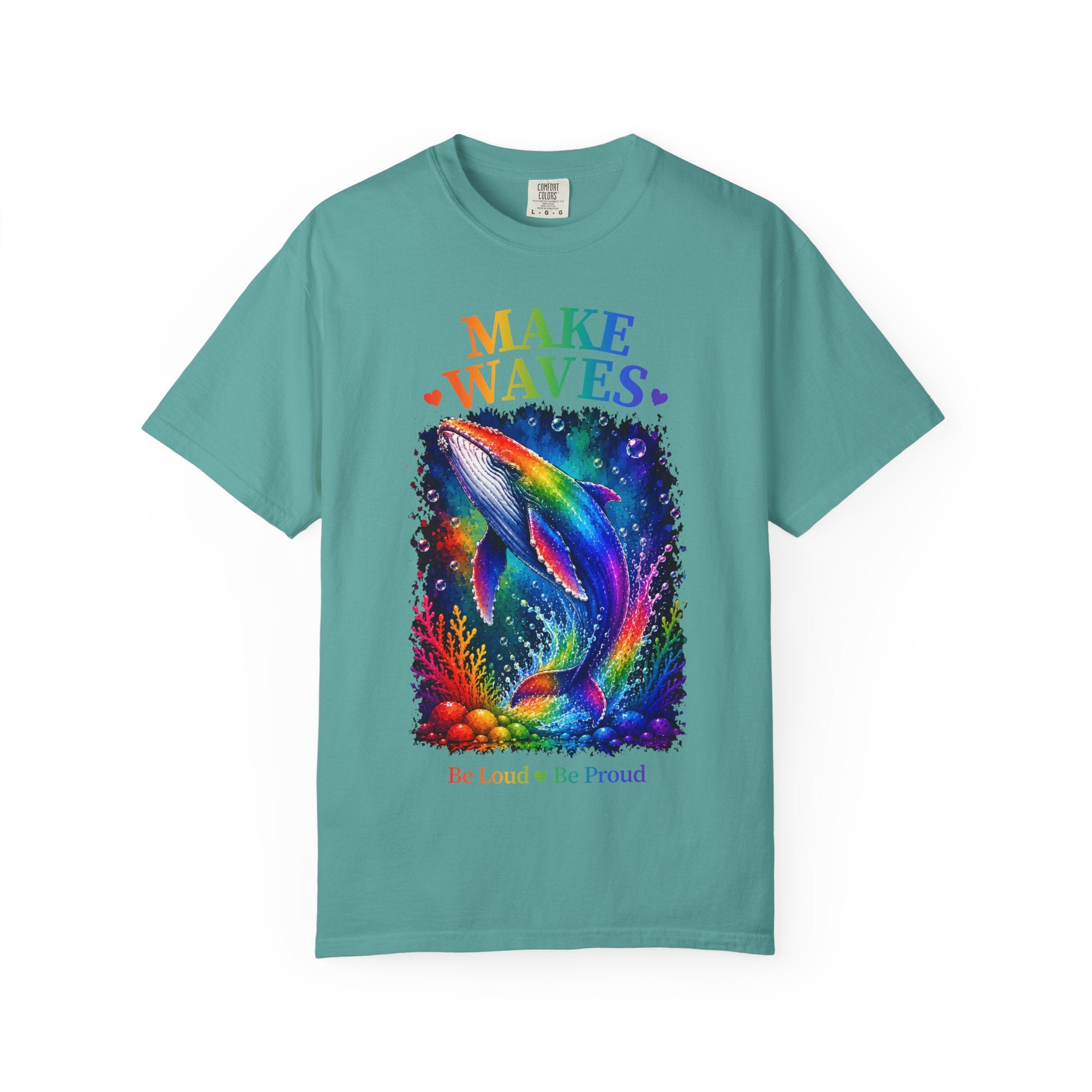 Make Waves Rainbow Dolphin T-Shirt — "Be Loud, Be Proud" LGBTQ+ Pride Tee