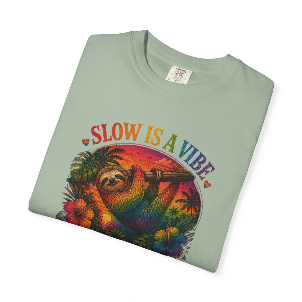 Slow Is A Vibe T-Shirt — Retro Sloth Graphic Tee