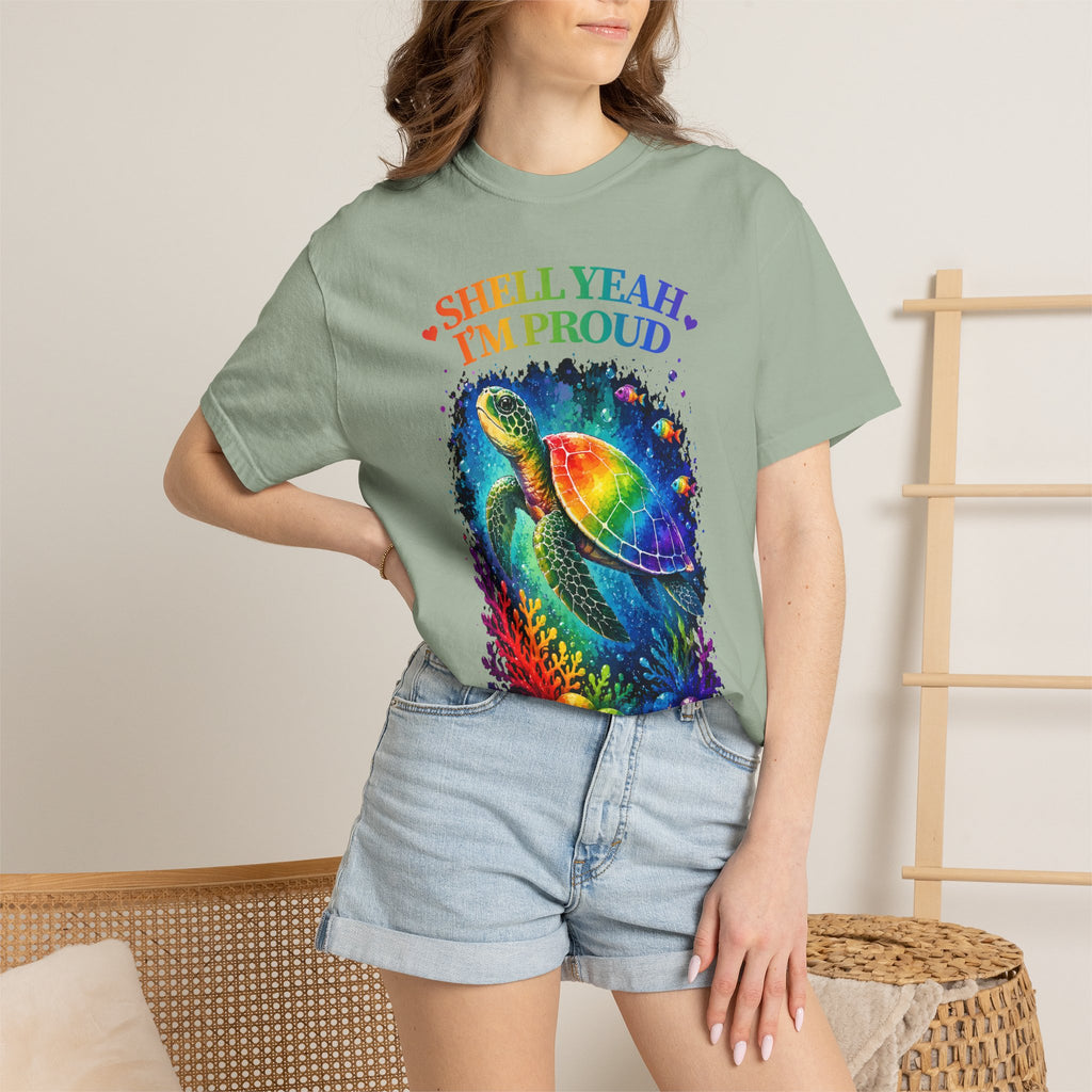 Pride Sea Turtle T-Shirt — "Shell Yeah I'm Proud" Rainbow LGBT Tee