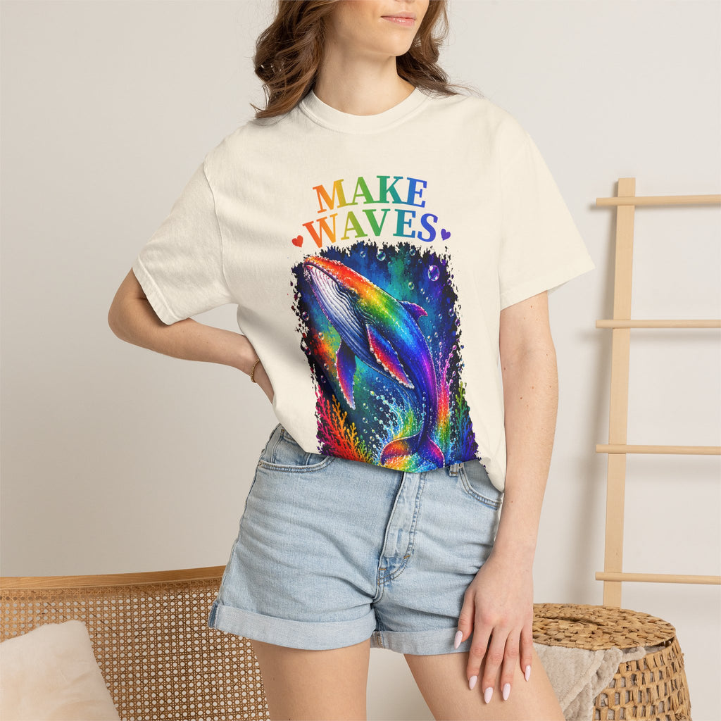 Make Waves Rainbow Dolphin T-Shirt — "Be Loud, Be Proud" LGBTQ+ Pride Tee