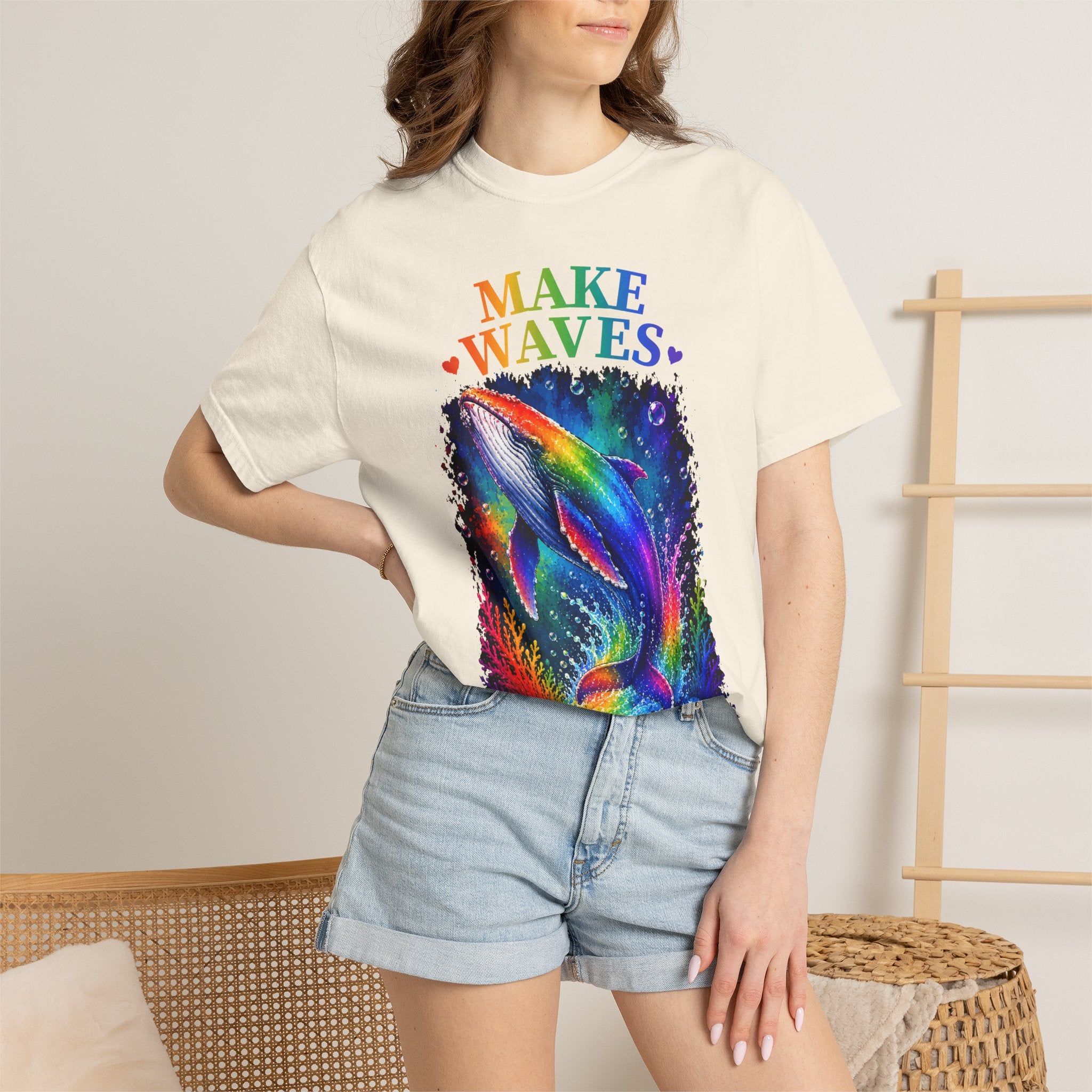 Make Waves Rainbow Dolphin T-Shirt — "Be Loud, Be Proud" LGBTQ+ Pride Tee