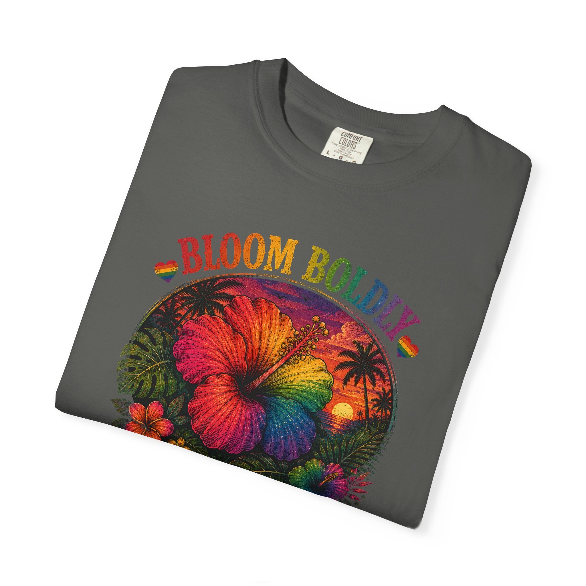 Bloom Boldly T-Shirt — Rainbow Floral Pride Graphic Tee