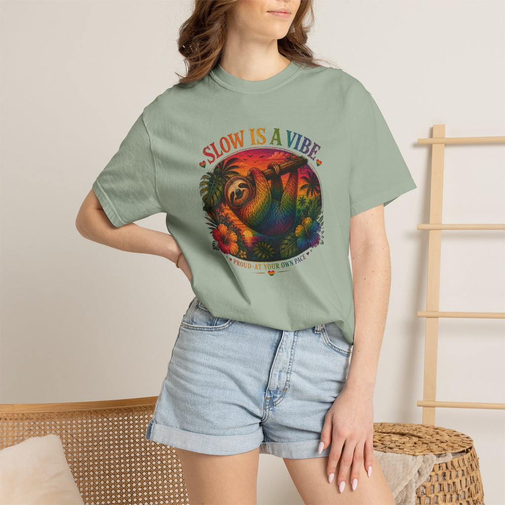 Slow Is A Vibe T-Shirt — Retro Sloth Graphic Tee