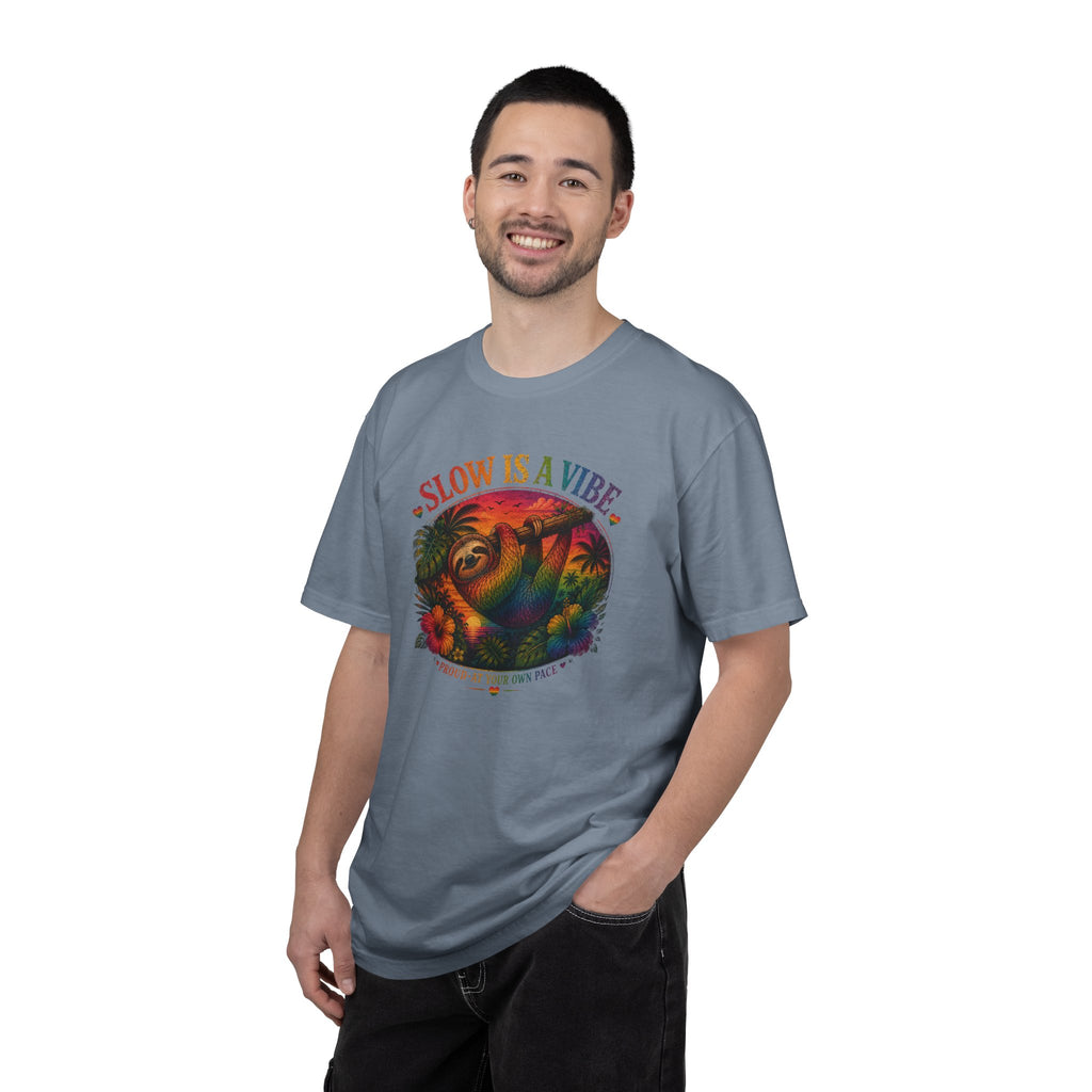 Slow Is A Vibe T-Shirt — Retro Sloth Graphic Tee