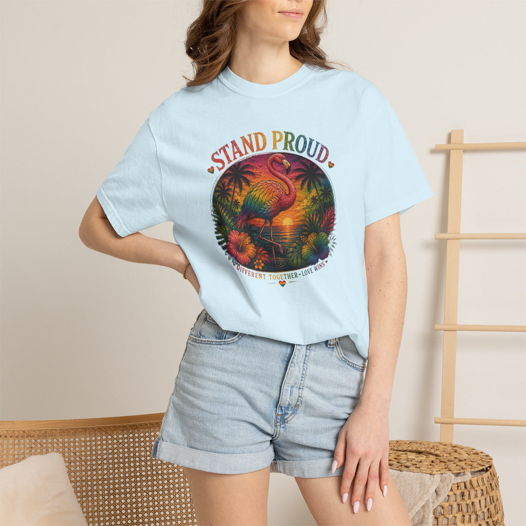 Stand Proud Flamingo T-Shirt — Tropical Pride Graphic Tee