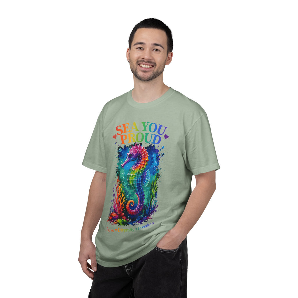 Sea You Proud T-Shirt — Rainbow Seahorse Pride Tee (Love • Diversity • Freedom)